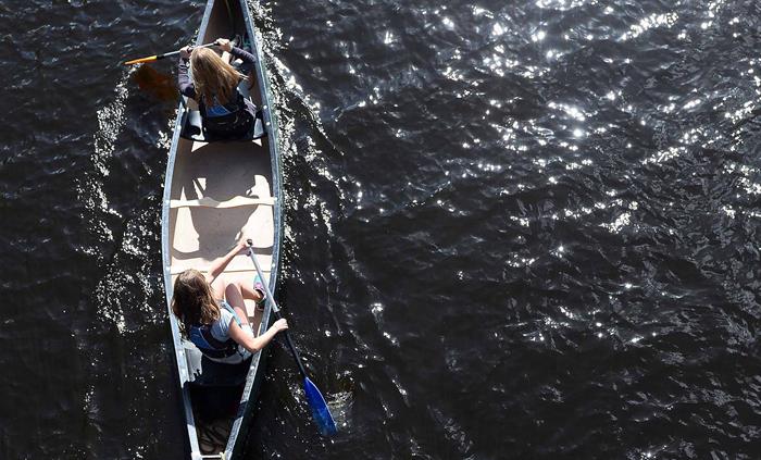 Two Canoeists exploring the River Wye